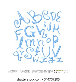 alphabet and numbers / Handwritten alphabet - vector