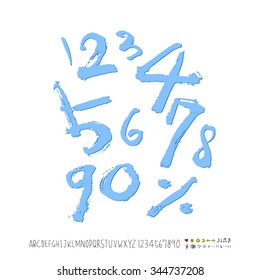 alphabet and numbers / Handwritten alphabet - vector