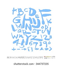 alphabet and numbers / Handwritten alphabet - vector