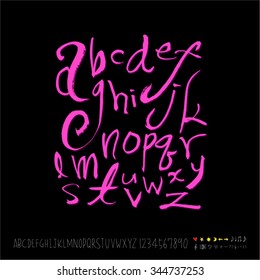 alphabet and numbers / Handwritten alphabet - vector