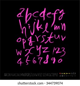 alphabet and numbers / Handwritten alphabet - vector