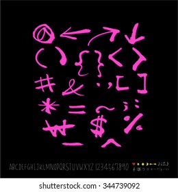 alphabet and numbers / Handwritten alphabet - vector