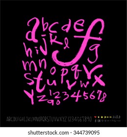 alphabet and numbers / Handwritten alphabet - vector