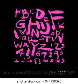 alphabet and numbers / Handwritten alphabet - vector