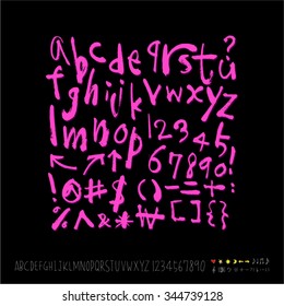 alphabet and numbers / Handwritten alphabet - vector
