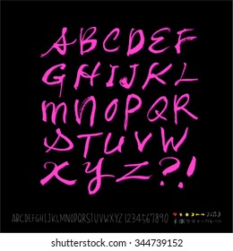 alphabet and numbers / Handwritten alphabet - vector