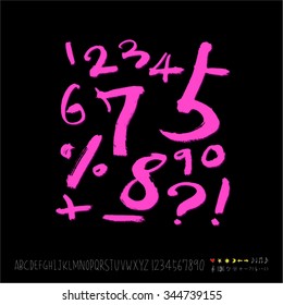 alphabet and numbers / Handwritten alphabet - vector