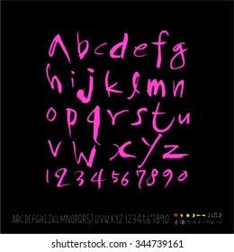 alphabet and numbers / Handwritten alphabet - vector