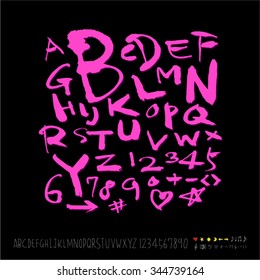 alphabet and numbers / Handwritten alphabet - vector