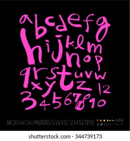 alphabet and numbers / Handwritten alphabet - vector