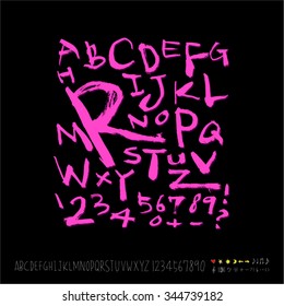 alphabet and numbers / Handwritten alphabet - vector
