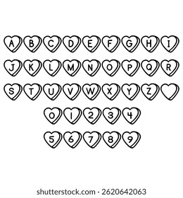 Alphabet and Numbers in Heart Frames Collection
