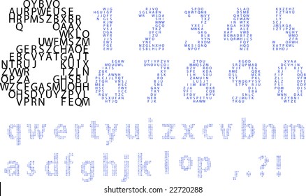 alphabet and numbers made of characters (lower case characters)