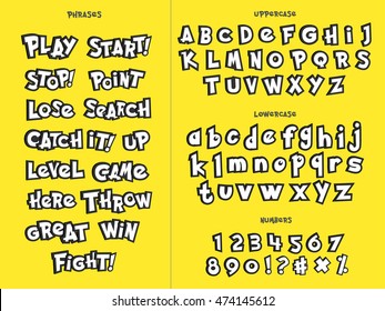 Alphabet numbers and phrases Alphabet in cartoon style