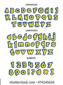 Алфавит, цифры и фразы Алфавит в мультяшном стиле покемон