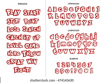 Alphabet numbers and phrases Alphabet in cartoon style