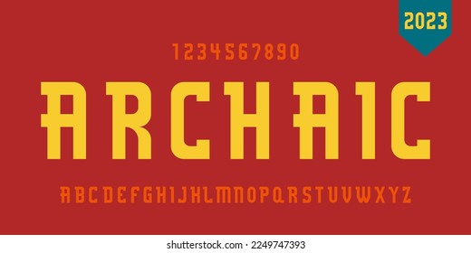 Alphabet and numbers retro style vector set