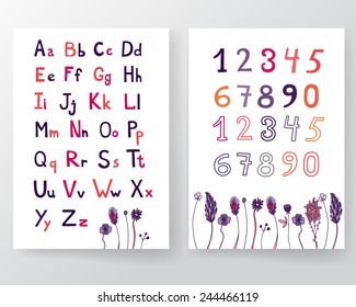 Alphabet and numbers set.