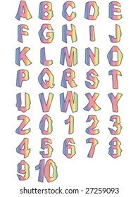 Alphabet and numbers vector illustration