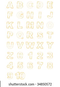 Alphabet and numbers vector illustration