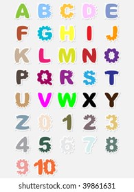 Alphabet and numbers vector illustration