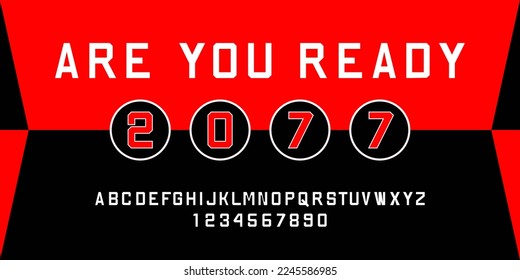 Alphabet and numbers vector set, bold and modern style
