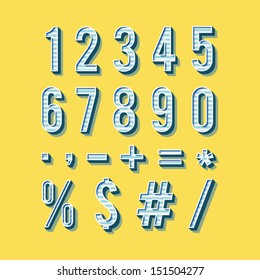 Alphabet numbers in vintage style. Retro type font, vintage typography. Vector EPS10 numbers and symbols set