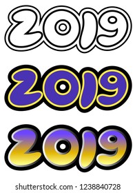 alphabet numeric 2019 set, design for happy new year