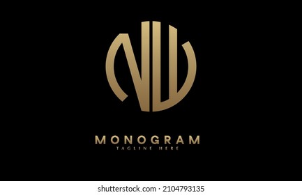 Alphabet NW or WN illustration monogram vector logo template in round shape