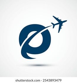 Alphabet O with aero plane. Travel icon. Aviation logo sign, Flying symbol. Flight icon