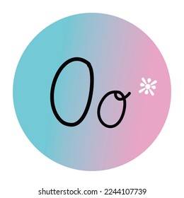 Alphabet O in capital and small letters on pastel color and circle background as a vector