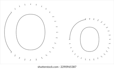 Alphabet O Connect The Dots, Character O, Language Letter Graphemes Symbol, Capital, Lowercase, Small, Uppercase, Vector Art Illustration, Puzzle Game Containing A Sequence Of Numbered Dots