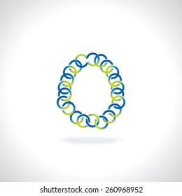 alphabet O  created by blue green circle