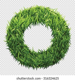 Alphabet O of green grass. A lawn alphabet with gradient light green to dark green.