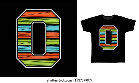 Alphabet O Letter t-shirt and apparel trendy awesome design with art shape orange, green, turquoise and white, good for T-shirt graphics, poster, print and other uses.