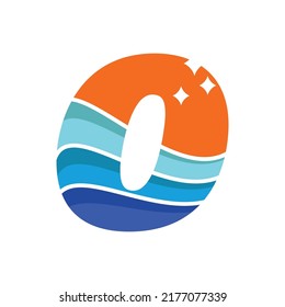 Alphabet O logo design vector template illustration with wave