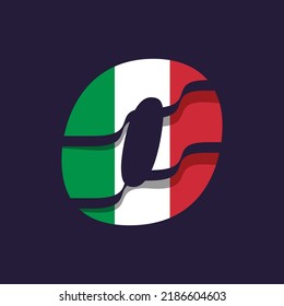 Alphabet O Logo Design Vektorgrafik mit Flagge in Italien