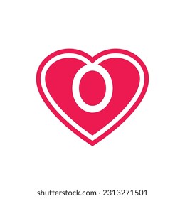 Alphabet O love logo design, letter O heart logo icon vector