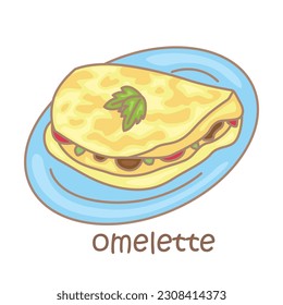 Alphabet O For Omelette Vocabulary School Student Lesson Illustration Vector Clipart Cartoon