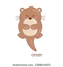Alphabet O For Otter Vocabulary School Student Lesson Illustration Vector Clipart Cartoon