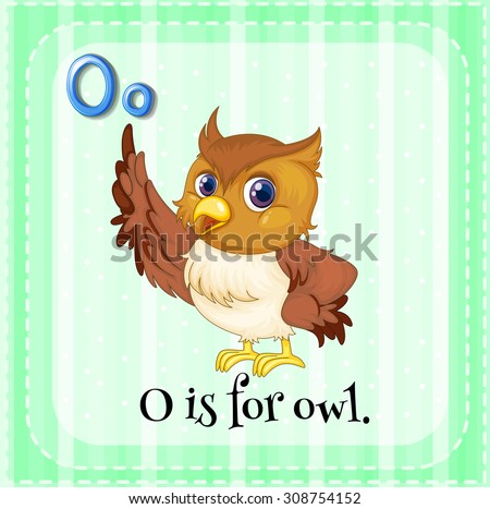 Alphabet O is for owl illustration Stock photo © 