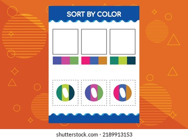 Alphabet O sorts by color for kids. Good for school and kindergarten projects