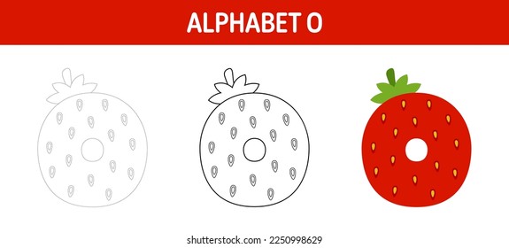 Alphabet O tracing and coloring worksheet for kids