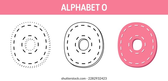 Alphabet O tracing and coloring worksheet for kids