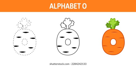 Alphabet O tracing and coloring worksheet for kids