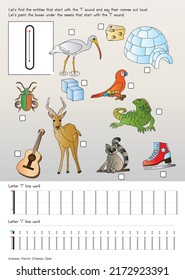 Alphabet with objects. Methods of writing letters. Alphabet for kids. letter "I".