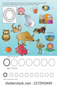 Alphabet with objects. Methods of writing letters. Alphabet for kids. The letter "O".