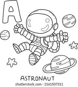 alphabet occupation astronaut coloring book with word