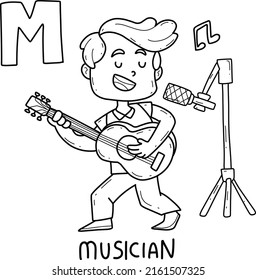 alphabet occupation musician coloring book with word
