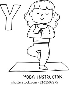 alphabet occupation yoga instructor coloring book with word